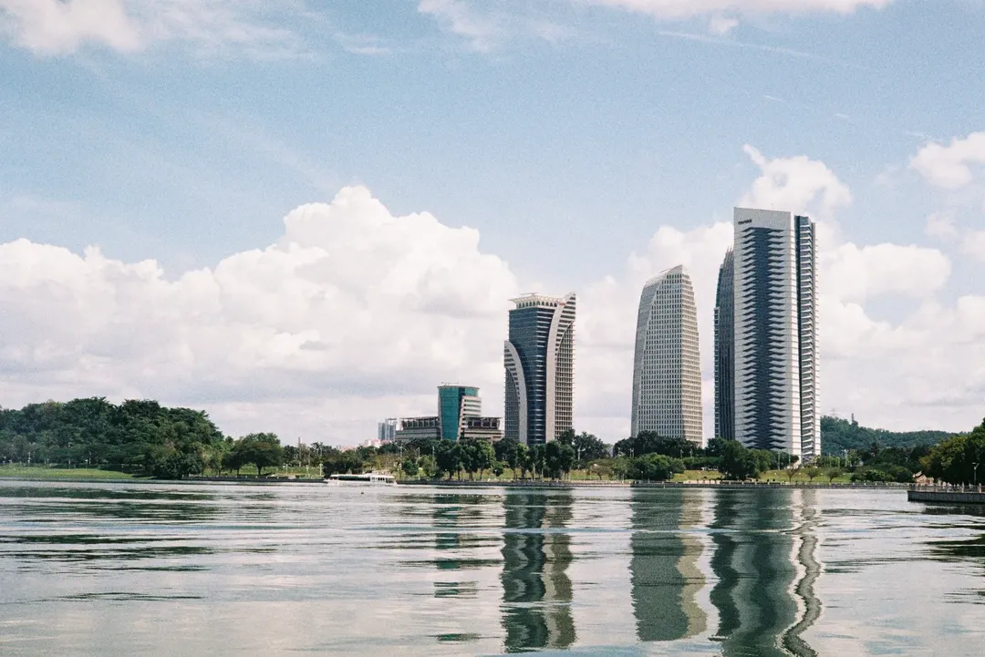 City skyline across the water